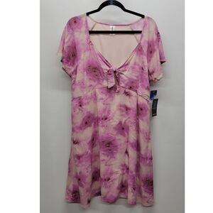 Abound Nordstrom Pink Leland Tie Front Cutout Skater Dress Womens Size Large